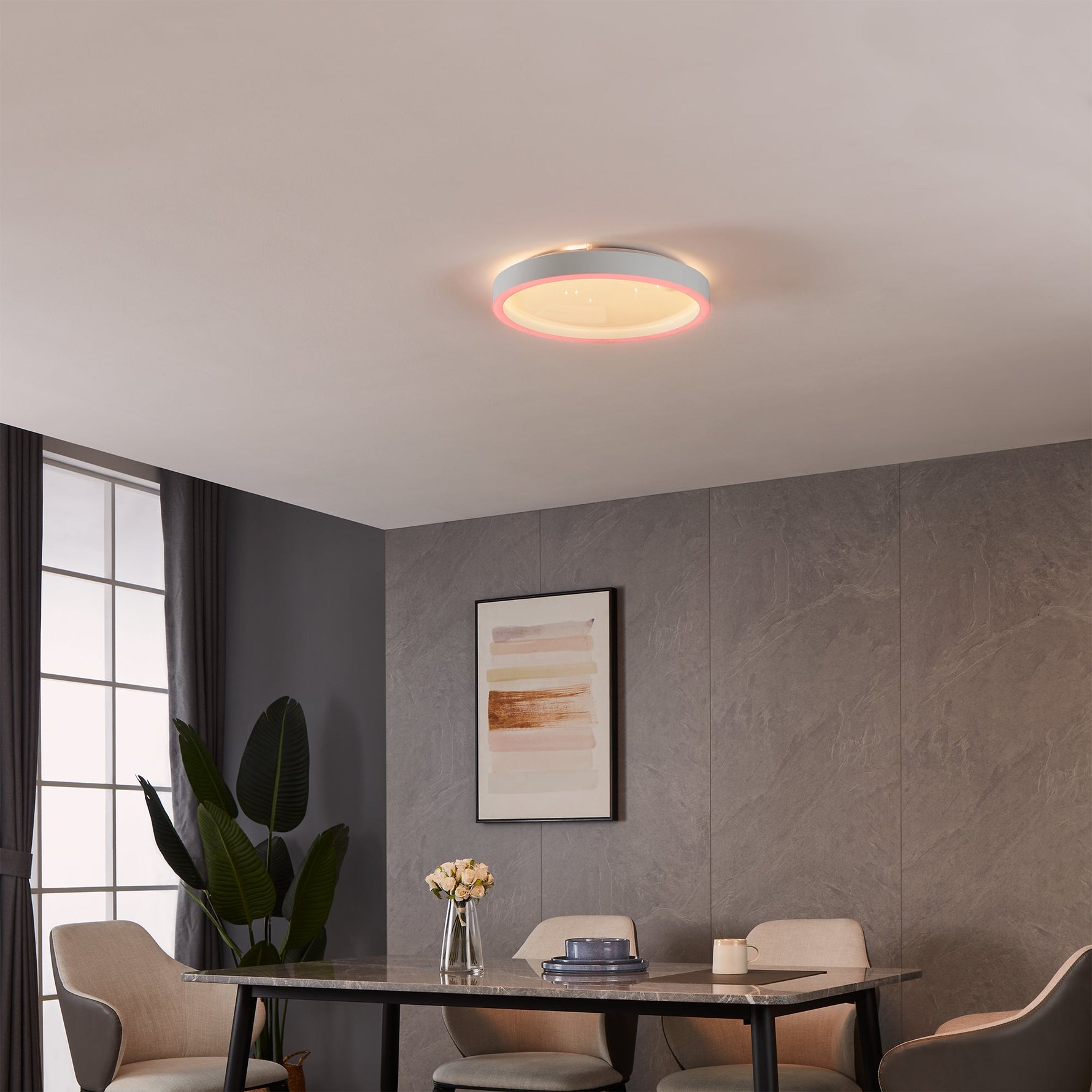 Eglo EU Montemorelos-Z Black Aluminium Modern Smart Control, Colour Changing Ceiling Light, (D) 42cm product image - Endon Lighting from First Light Direct with great prices and fast UK delivery