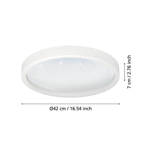 Eglo EU Montemorelos-Z White Aluminium Modern Smart Control, Colour Changing Ceiling Light, (D) 42cm