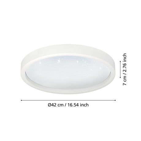 Eglo EU Montemorelos-Z White Aluminium Modern Smart Control, Colour Changing Ceiling Light, (D) 42cm