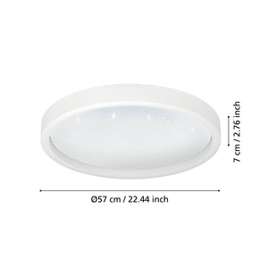 Eglo EU Montemorelos-Z White Aluminium Modern Smart Control, Colour Changing Ceiling Light, (D) 57cm