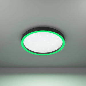 Eglo EU Montemorelos-Z Black Aluminium Modern Smart Control, Colour Changing Ceiling Light, (D) 42cm