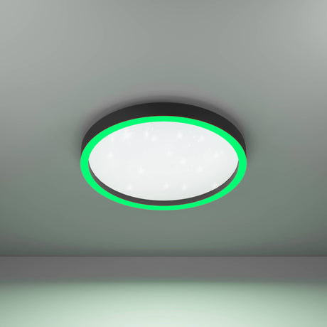 Eglo EU Montemorelos-Z Black Aluminium Modern Smart Control, Colour Changing Ceiling Light, (D) 42cm