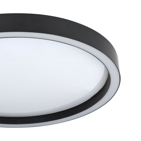 Eglo EU Montemorelos-Z Black Aluminium Modern Smart Control, Colour Changing Ceiling Light, (D) 42cm