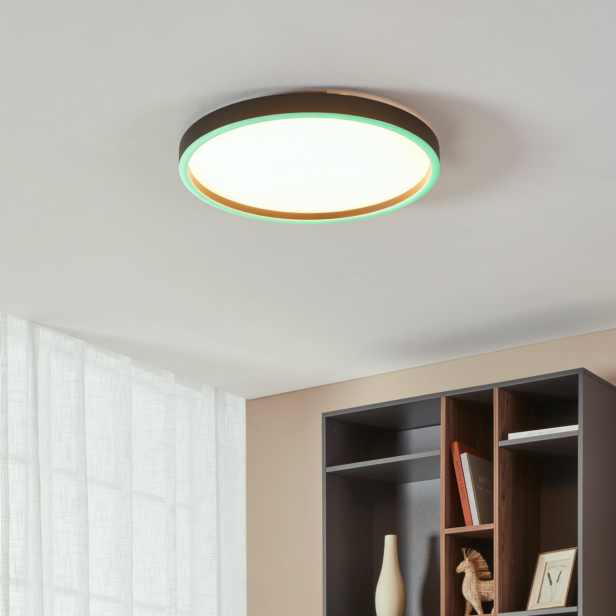 Eglo EU Montemorelos-Z Black Aluminium Modern Smart Control, Colour Changing Ceiling Light, (D) 57cm