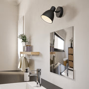 Eglo EU SAN?PERI?1 Wall Light – Black & White Steel, GU10 LED, Warm White, IP44 Indoor Wall Spotlight
