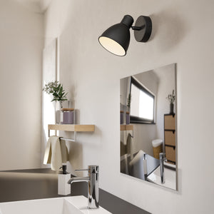 Eglo EU SAN?PERI?1 Wall Light – Black & White Steel, GU10 LED, Warm White, IP44 Indoor Wall Spotlight
