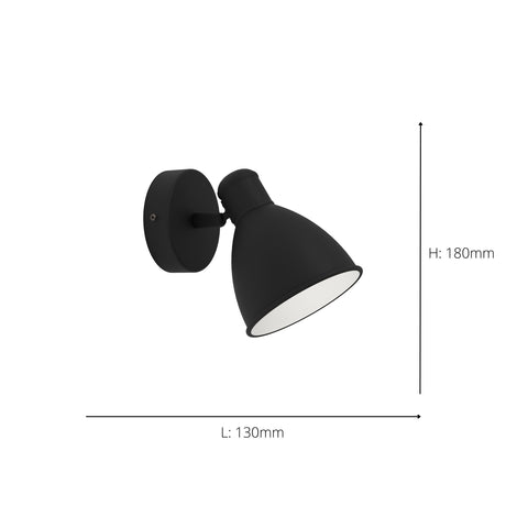 Eglo EU SAN?PERI?1 Wall Light – Black & White Steel, GU10 LED, Warm White, IP44 Indoor Wall Spotlight