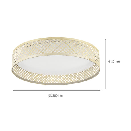Eglo EU Luppineria Light Wood & Steel LED Contemporary Ceiling Light