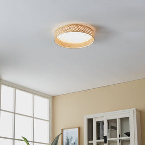 Eglo EU Luppineria Light Wood & Steel LED Contemporary Ceiling Light