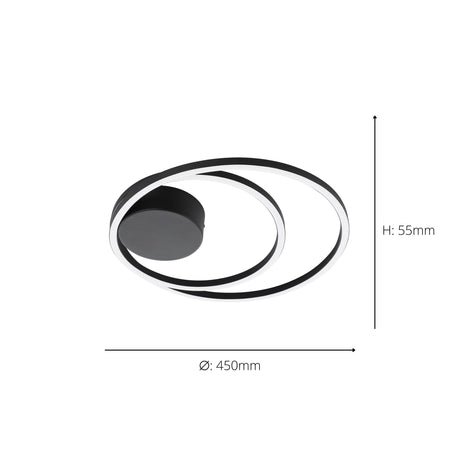 Eglo EU Ruotale Modern Black Steel LED Ceiling Light