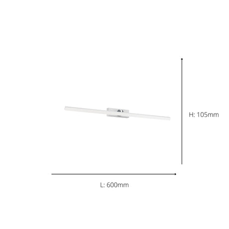 Eglo EU VERDELLO LED Bathroom Mirror Light – 600mm White & Chrome, Dual CCT, Rocker Switch, IP44