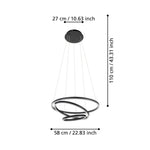 Eglo EU LOBINERO?Z Smart LED Pendant Light – 580mm Black, Tuneable White, App & Remote Control