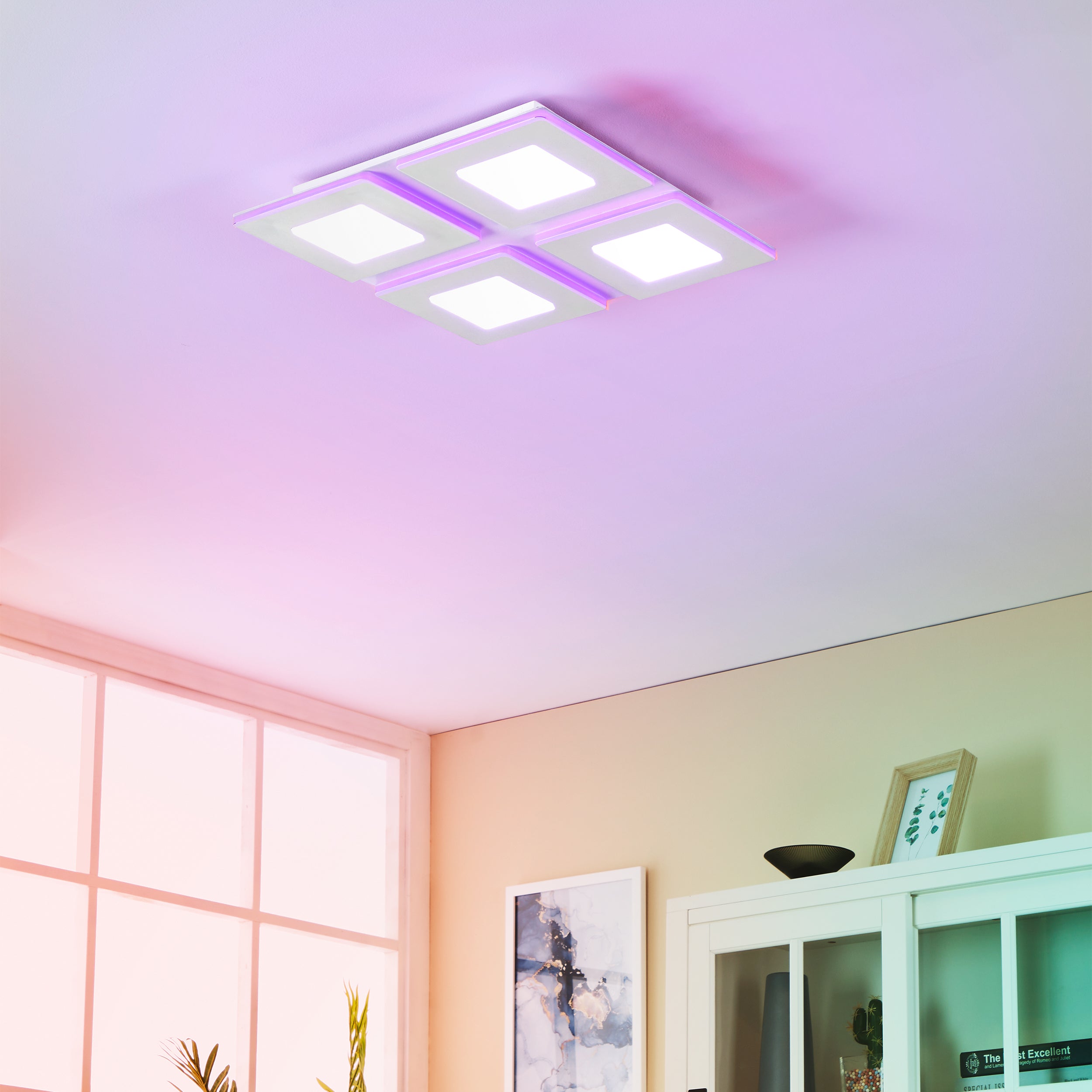 Eglo EU Padrogiano-Z Steel White LED Smart Control Flush Ceiling Light product image - Endon Lighting from First Light Direct with great prices and fast UK delivery