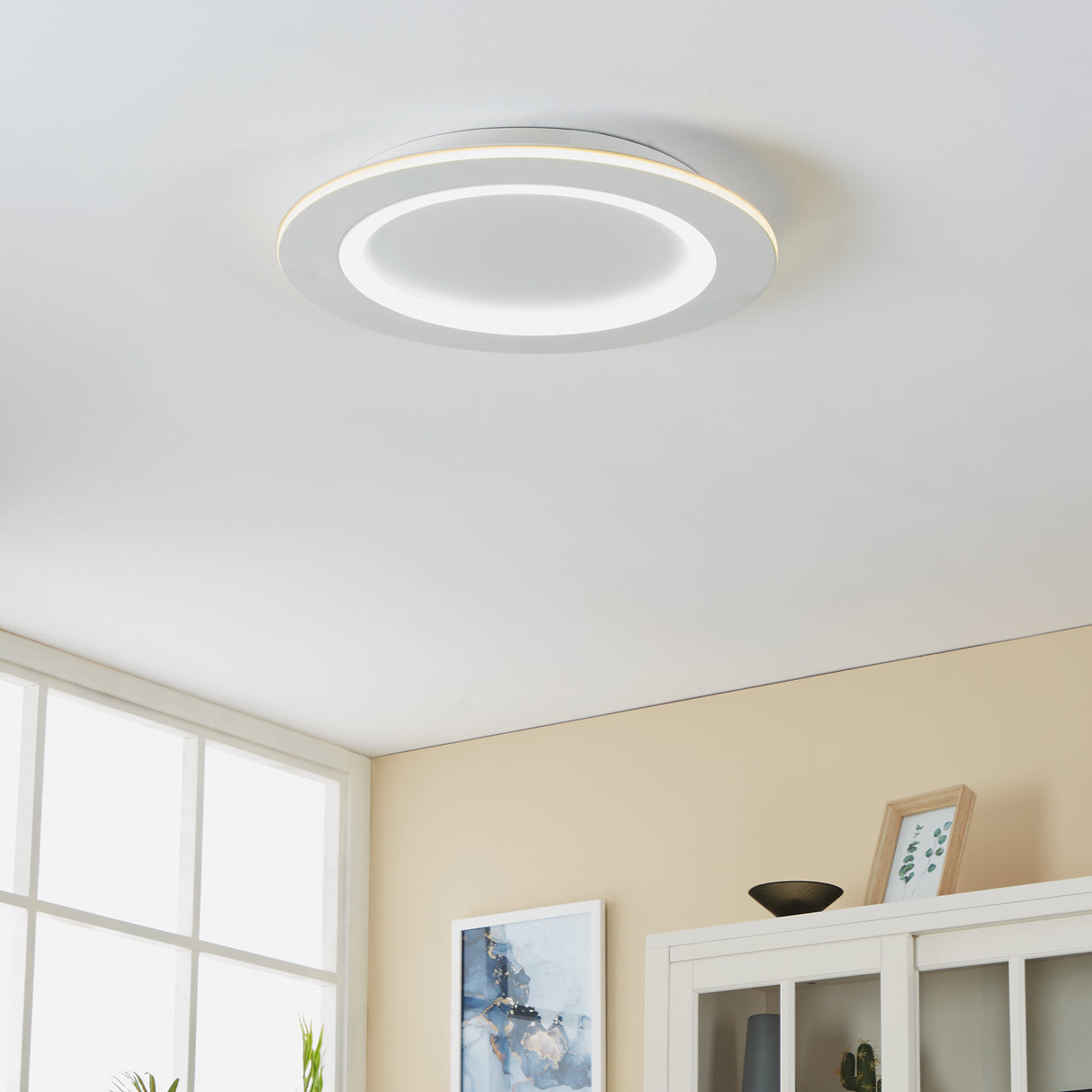 Eglo EU Padrogiano-Z Steel White LED Smart Control Rounded Flush Ceiling Light