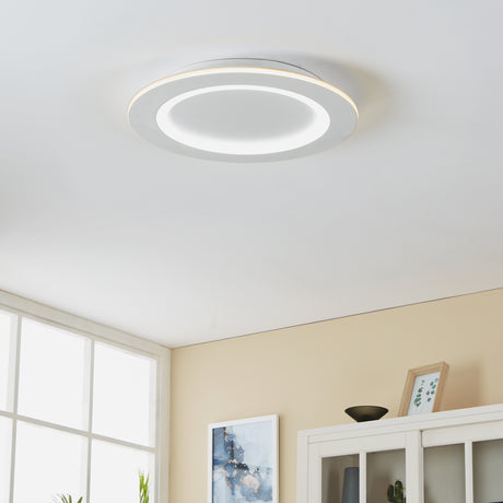 Eglo EU Padrogiano-Z Steel White LED Smart Control Rounded Flush Ceiling Light