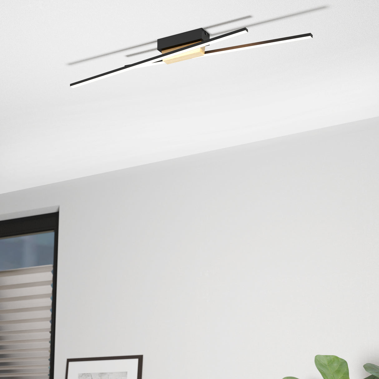 Eglo EU Panagria Modern LED Ceiling Light with Wooden Accents