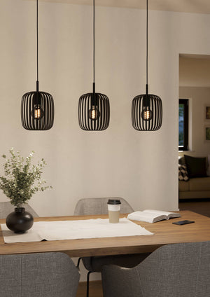 Eglo EU Romazzina Steel Black 3-Light Bar Pendant