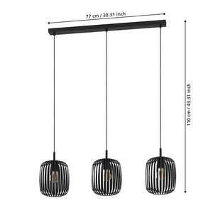 Eglo EU Romazzina Steel Black 3-Light Bar Pendant