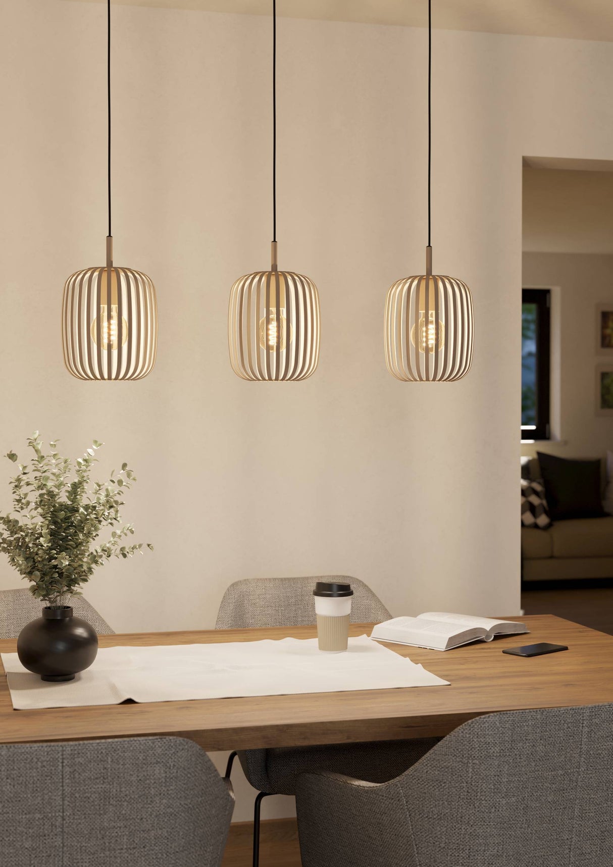 Eglo EU Romazzina Steel Sandy 3-Light Bar Pendant