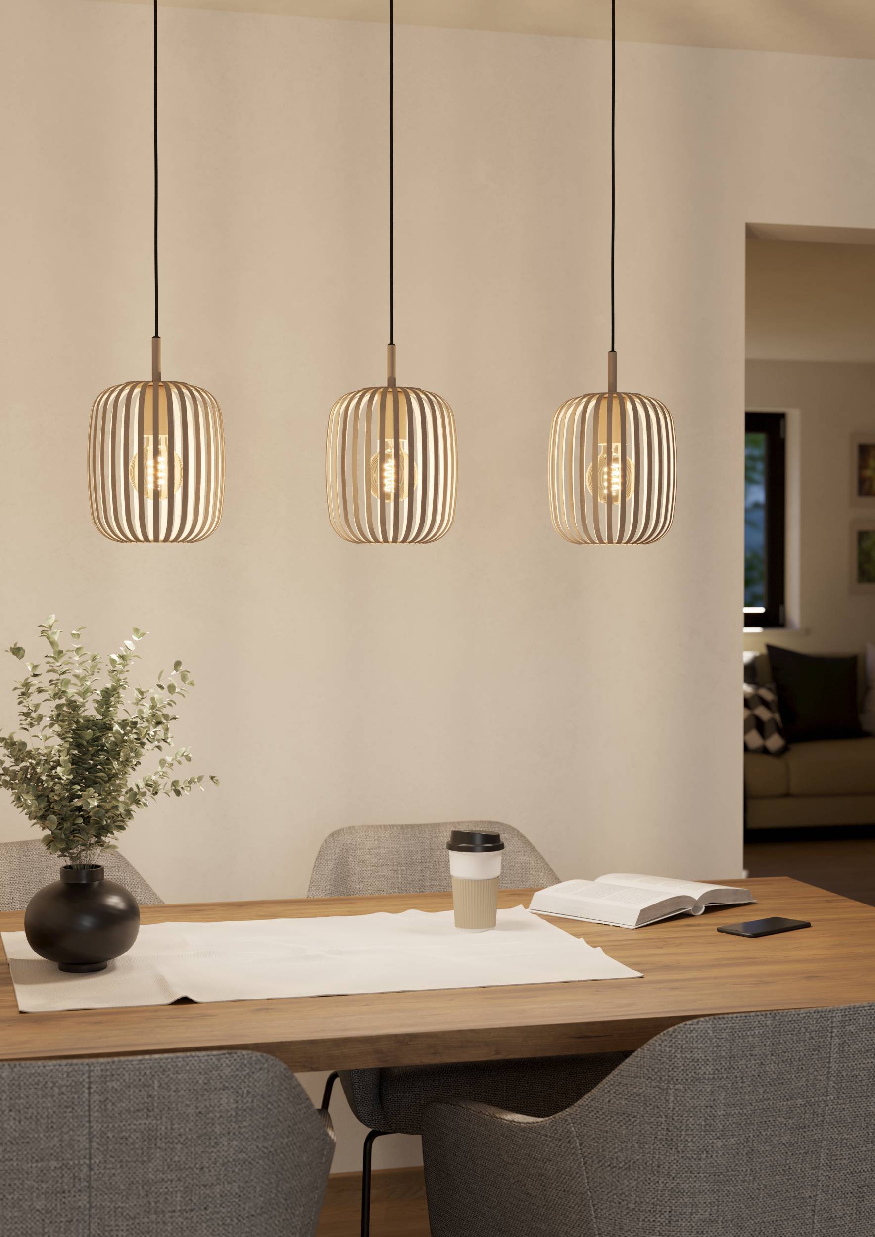 Eglo EU Colomera Black Steel & Glass Modern Minimalist 5-Light Pendant
