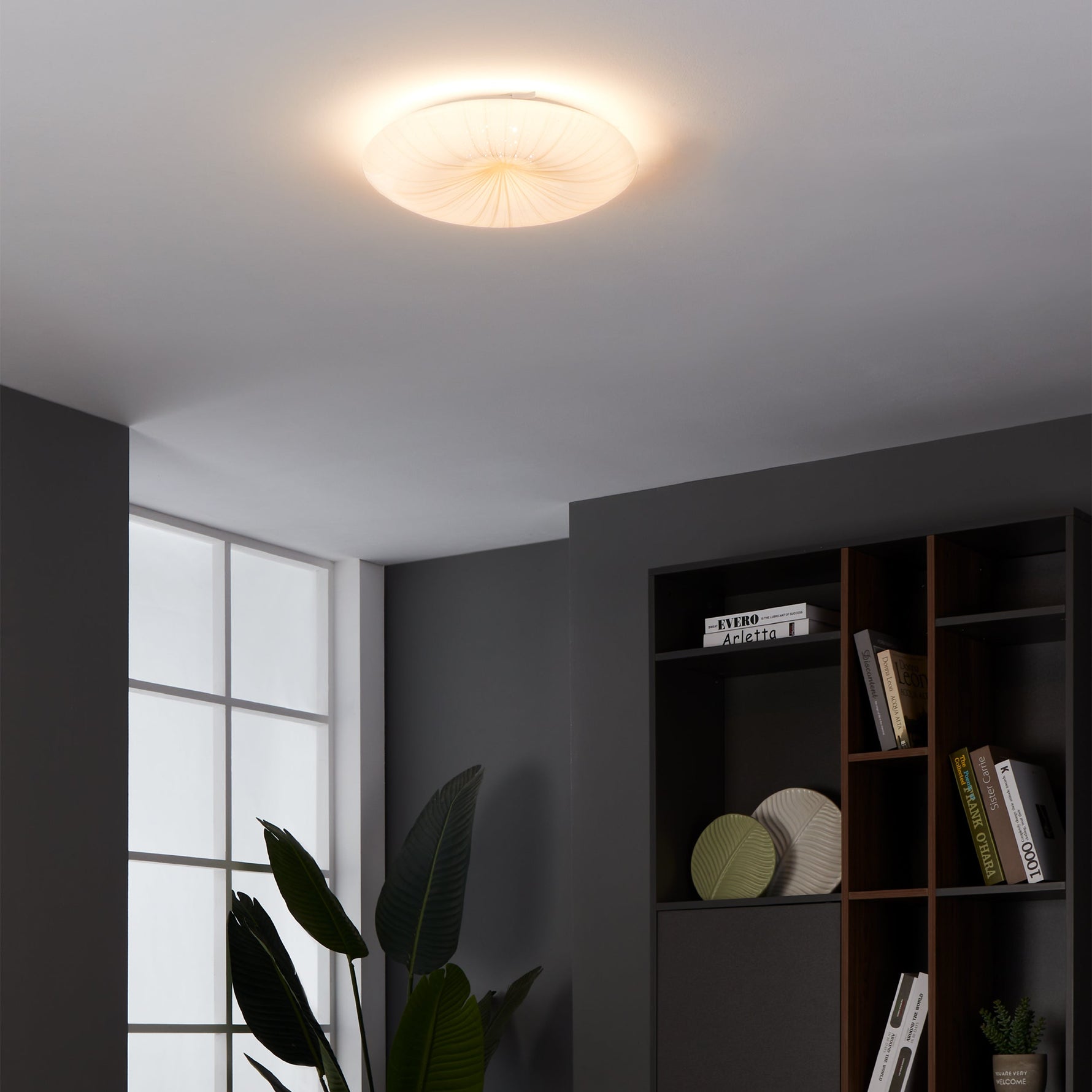 Eglo EU Frania-S White Plastic & Steel LED Ceiling Light product image - Endon Lighting from First Light Direct with great prices and fast UK delivery