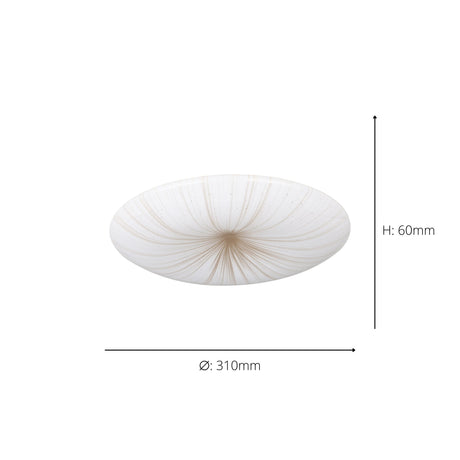 Eglo EU Nieves 1 White & Gold LED Ceiling Light, (D) 31cm