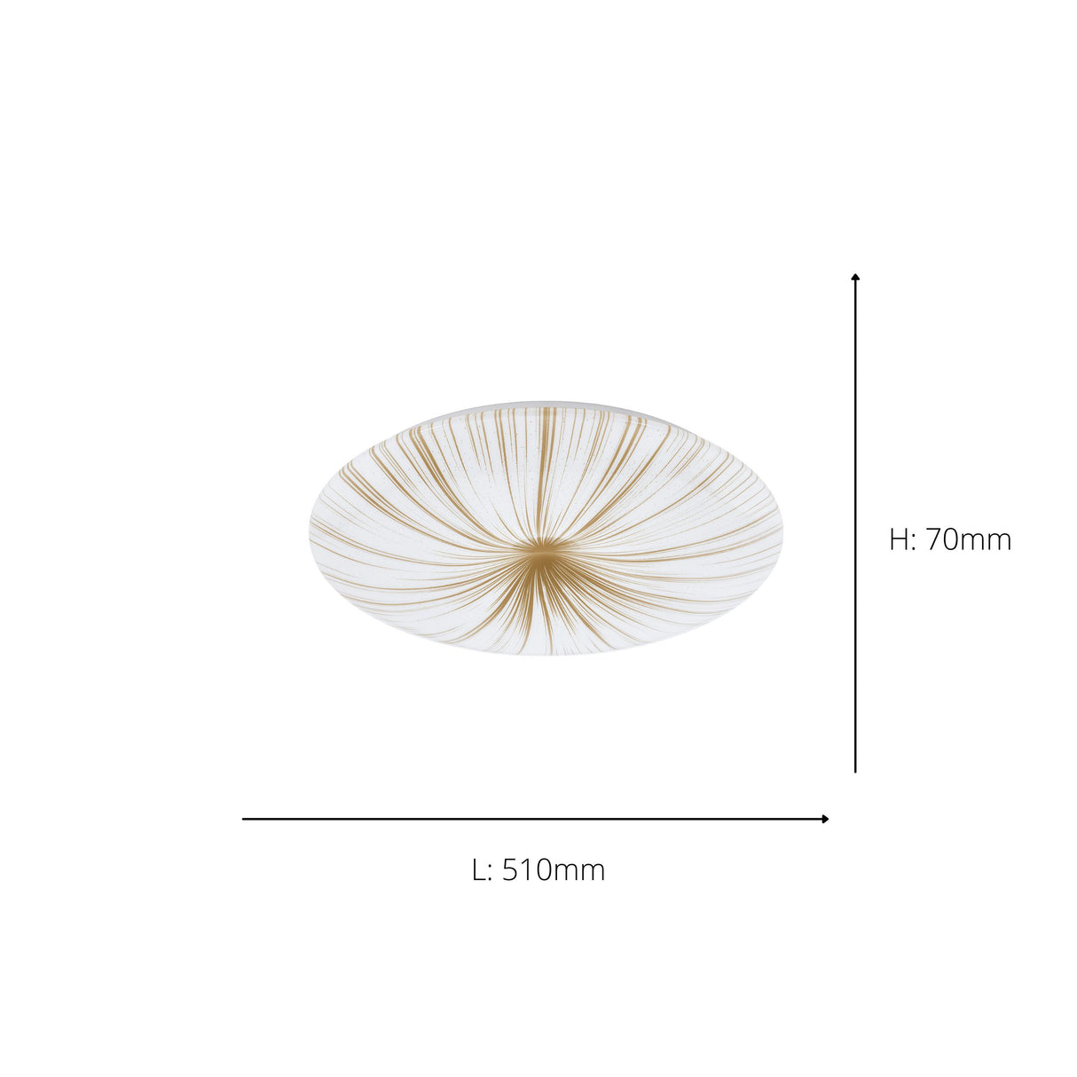 Eglo EU NIEVES 1 LED Wall & Ceiling Light – White & Gold Finish, Integrated LED, Warm White 3000K, 510mm Indoor Light