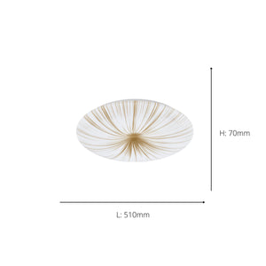 Eglo EU NIEVES 1 LED Wall & Ceiling Light – White & Gold Finish, Integrated LED, Warm White 3000K, 510mm Indoor Light