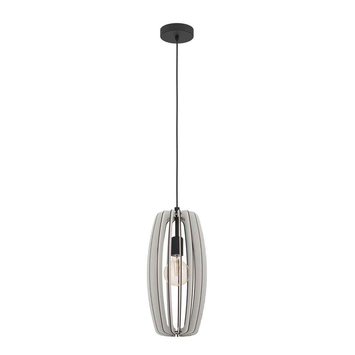 Eglo EU Bajazzara Black Steel & Grey Wood Single Pendant