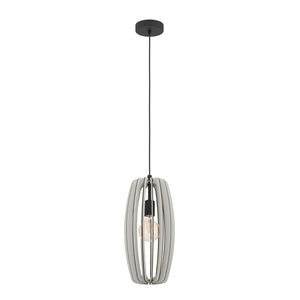 Eglo EU Bajazzara Black Steel & Grey Wood Single Pendant