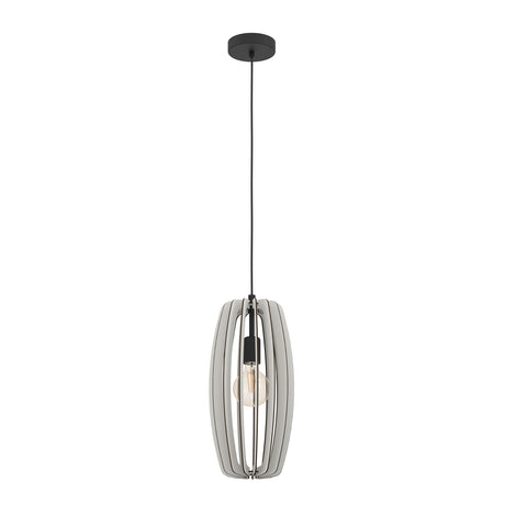 Eglo EU Bajazzara Black Steel & Grey Wood Single Pendant