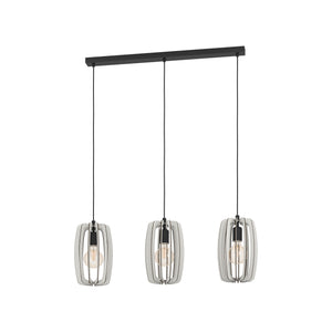 Eglo EU Bajazzara Black Steel & Grey Wood 3-Light Pendant