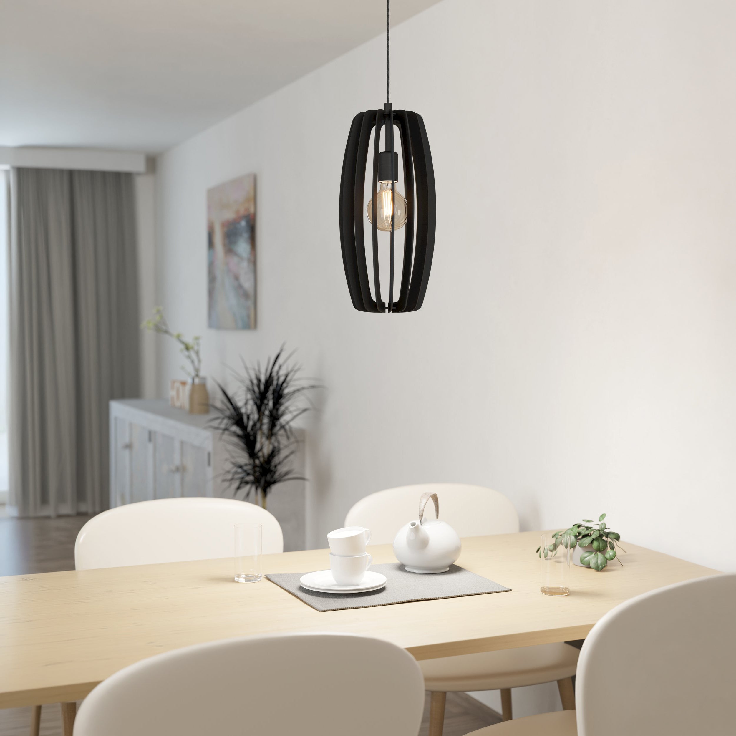 Eglo EU Summerhill Wood & Paper Vintage Ceiling Light product image - Endon Lighting from First Light Direct with great prices and fast UK delivery