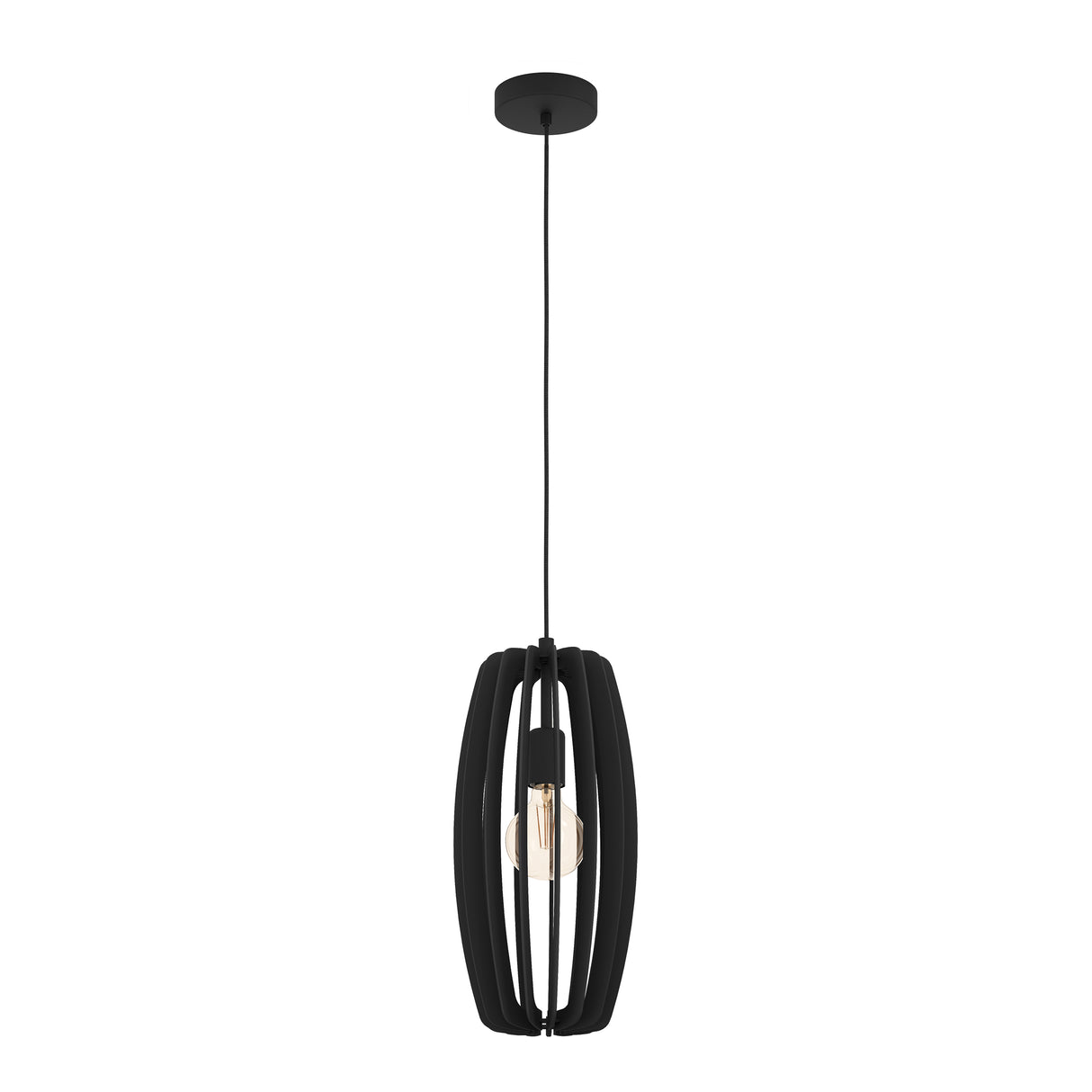 Eglo EU Bajazzara Black Steel & Black Wood Single Pendant