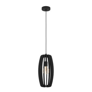 Eglo EU Bajazzara Black Steel & Black Wood Single Pendant