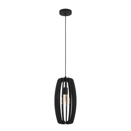 Eglo EU Bajazzara Black Steel & Black Wood Single Pendant