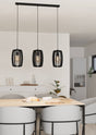 Eglo EU Bajazzara Black Steel & Black Wood 3-Light Pendant
