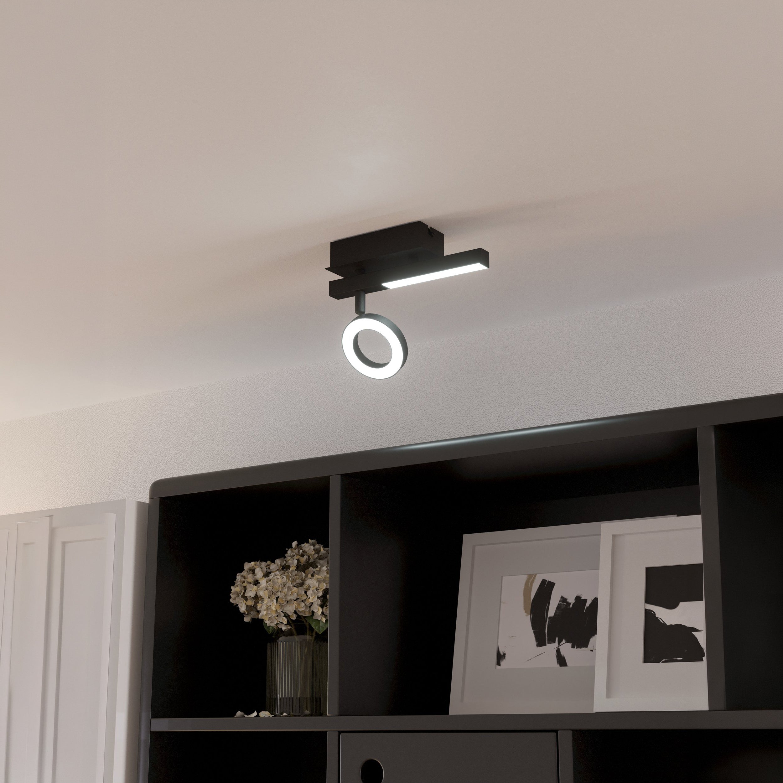 Eglo EU FILAGO Ceiling Light – Wood & Steel with Smoked Glass Shade, E27, Indoor Lighting product image - Endon Lighting from First Light Direct with great prices and fast UK delivery