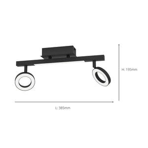 Eglo EU Cardillio 2 Aluminium & Black Steel LED 2-Light Spotlight