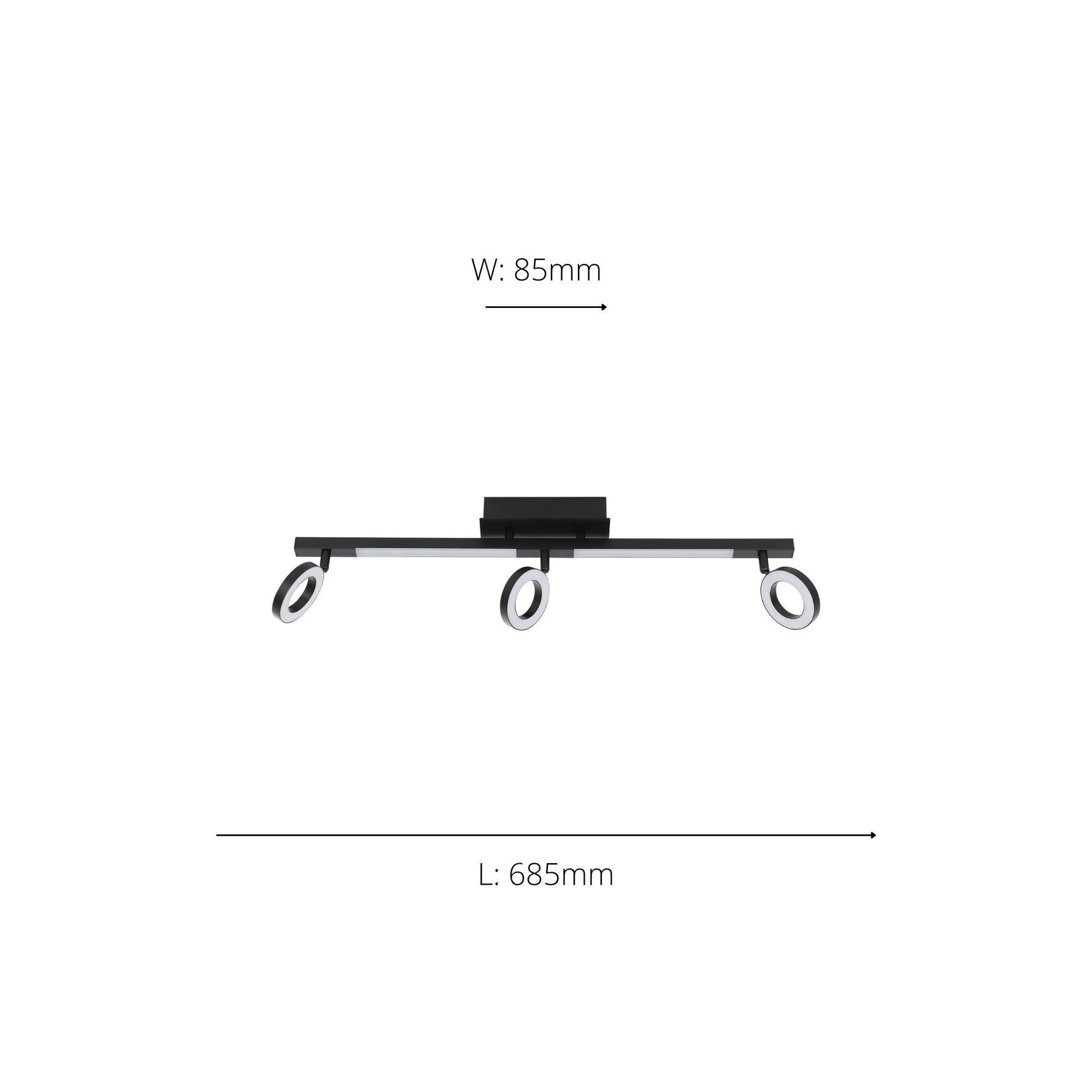 Eglo EU Cardillio 2 Aluminium & Black Steel LED 3-Light Spotlight product image - Endon Lighting from First Light Direct with great prices and fast UK delivery