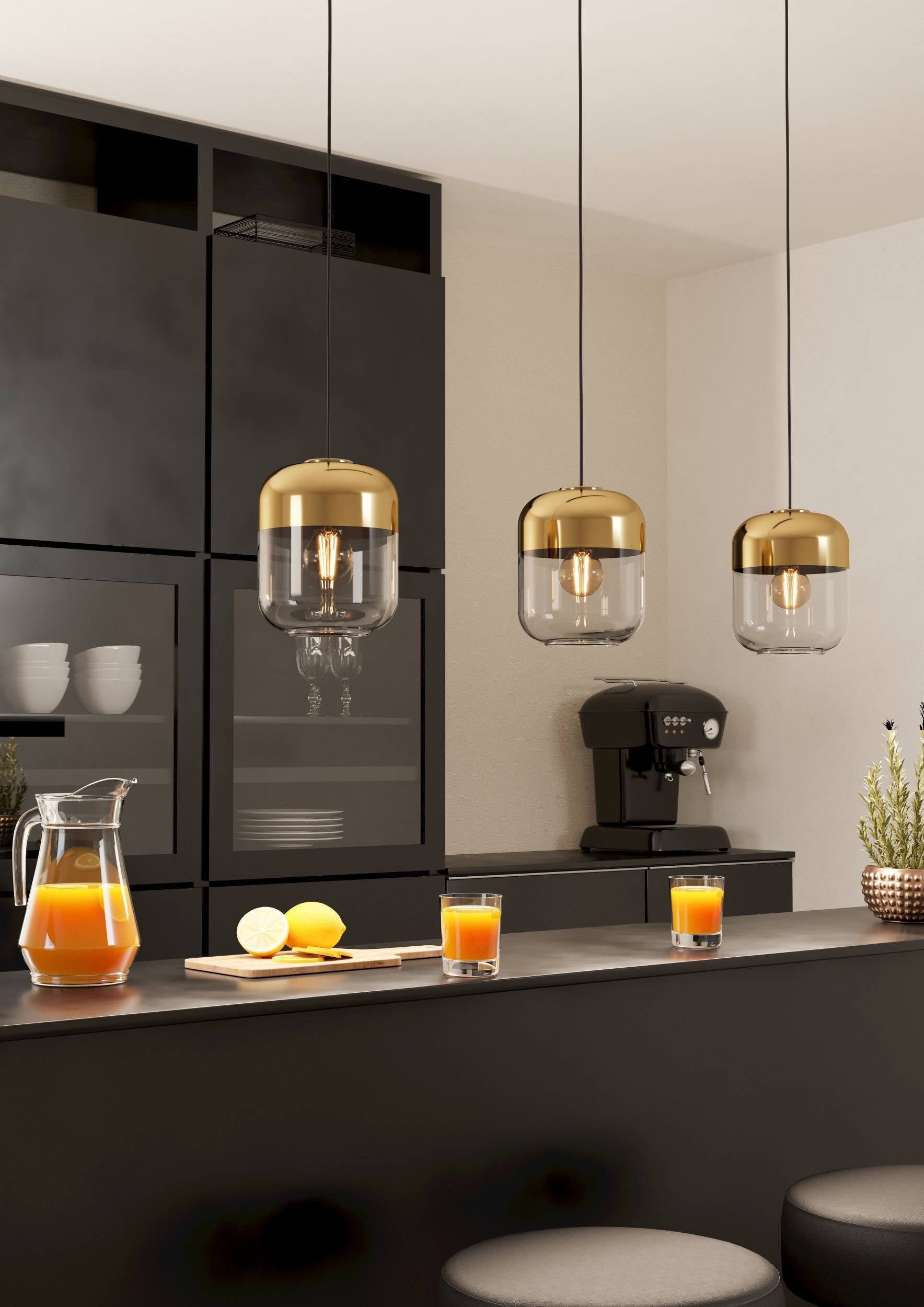 Eglo EU Tirrenara Steel & Wood Black/Brown LED Ceiling Light product image - Endon Lighting from First Light Direct with great prices and fast UK delivery