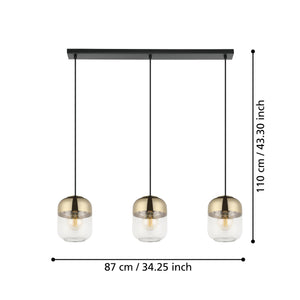 Eglo EU Maryvilla Gold & Clear 3-Light Pendant