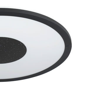 Eglo EU Marmorata LED Ceiling Light Round Black Panel with Night Sky Effect, Warm White 3000K
