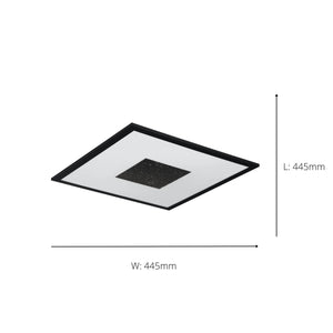 Eglo EU Marmorata LED Ceiling Light Square Black Panel with Night Sky Effect, Warm White 3000K