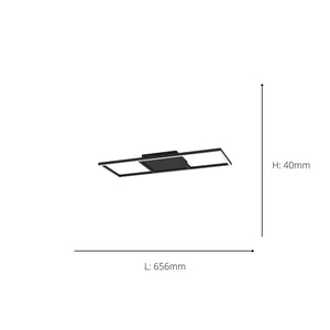 Eglo EU Calagrano-Z Black Aluminium & Steel LED Smart Control Ceiling Light, Rectangular