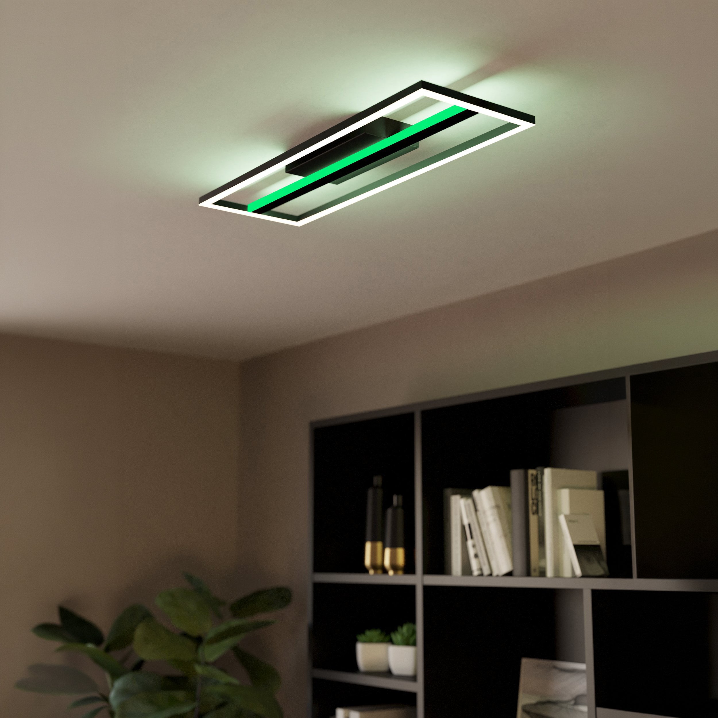 Eglo EU Calagrano-Z Black Aluminium & Steel LED Smart Control Ceiling Light product image - Endon Lighting from First Light Direct with great prices and fast UK delivery