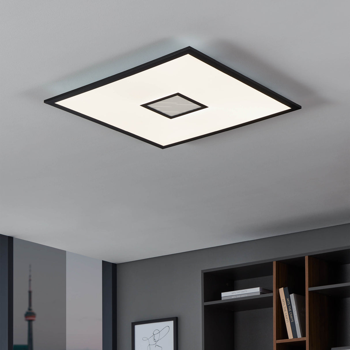 Eglo EU Bordonara Square LED Ceiling Light with RGB Centre and Remote Control