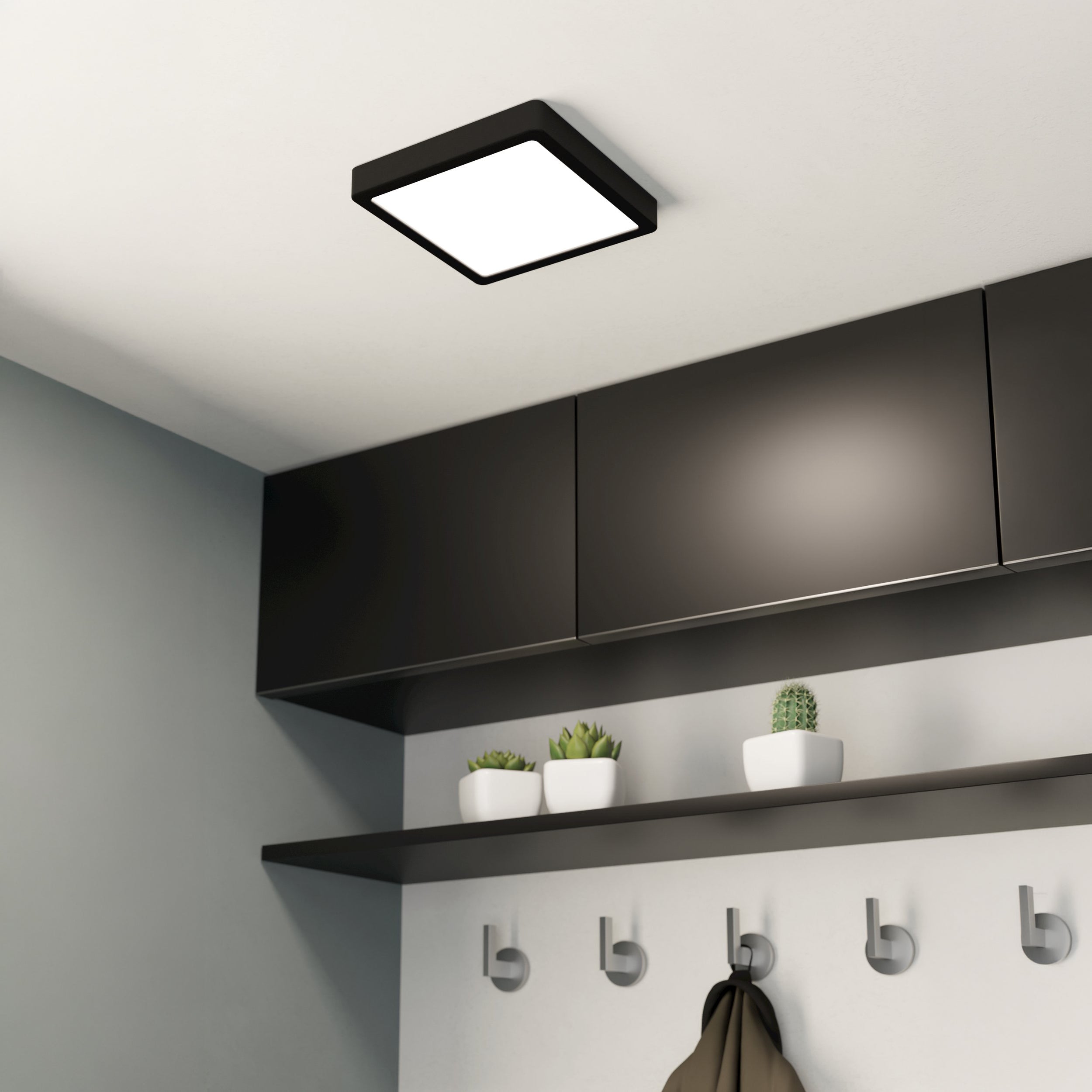 Eglo EU FUEVA?5 LED Surface?Mounted Light – White Steel, Warm White, Dimmable Square Ceiling Light, Indoor Lighting product image - Endon Lighting from First Light Direct with great prices and fast UK delivery