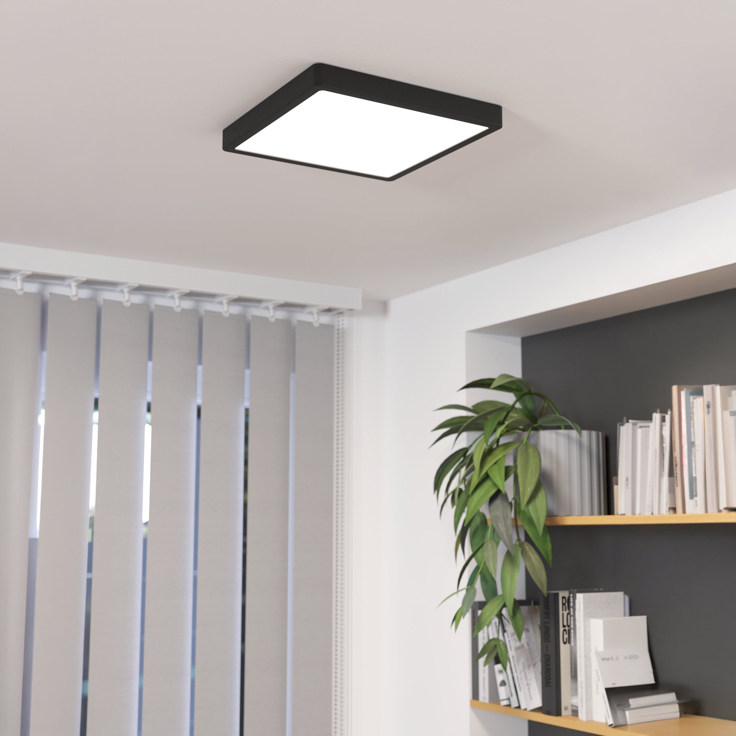 Eglo EU FUEVA?5 Surface?Mounted LED Ceiling Light – White Steel, Square, Dimmable Warm White, Indoor Lighting product image - Endon Lighting from First Light Direct with great prices and fast UK delivery