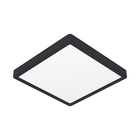 Eglo EU FUEVA?5 Surface?Mounted LED Ceiling Light – Black Steel, Square, Dimmable Warm White, Indoor Lighting